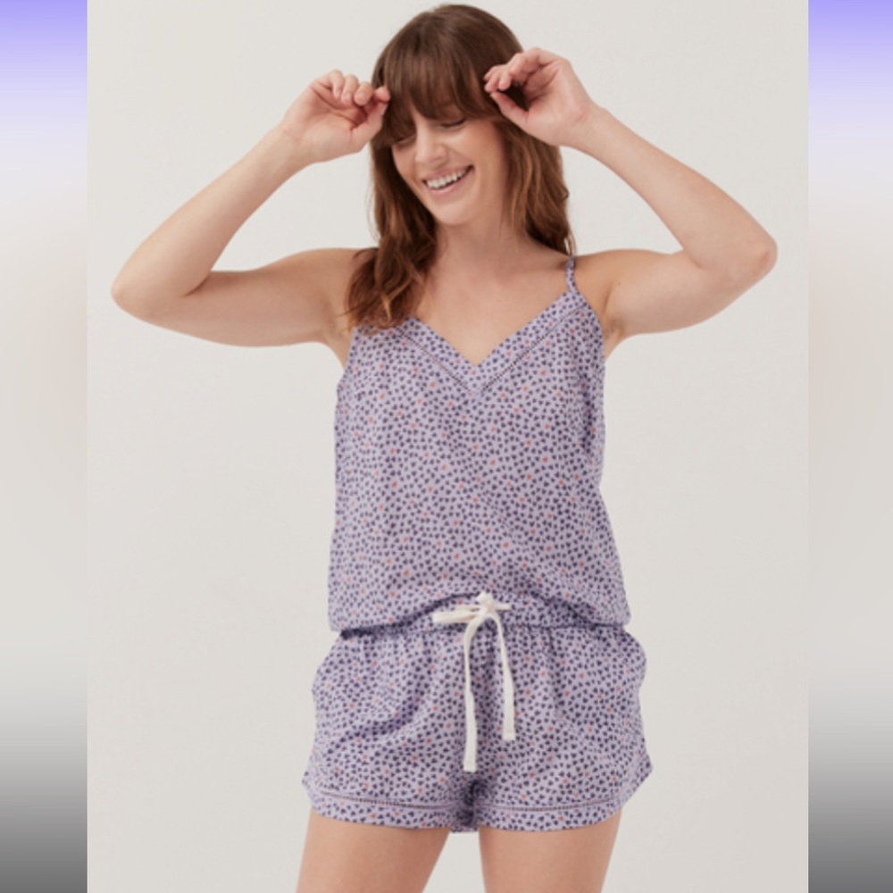 PACT NWT Women's Wisteria Hearts Breezy Cotton Sleep Set